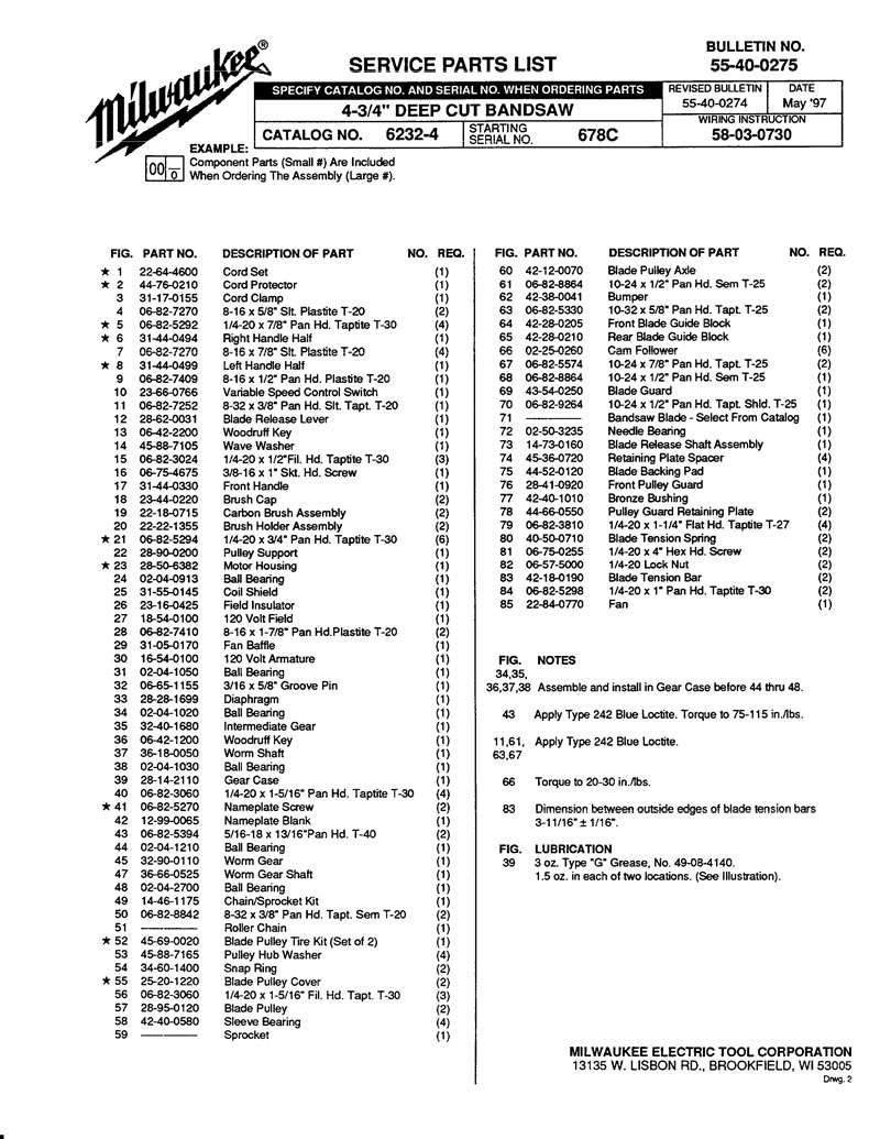 Milwaukee Band Saw 6232 20 Parts Diagram | Reviewmotors.co